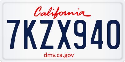 CA license plate 7KZX940