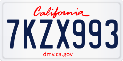 CA license plate 7KZX993