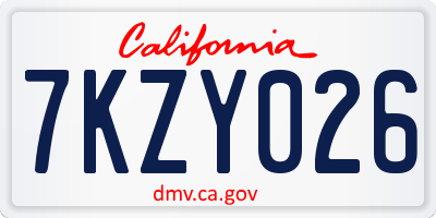 CA license plate 7KZY026