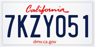 CA license plate 7KZY051