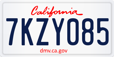 CA license plate 7KZY085