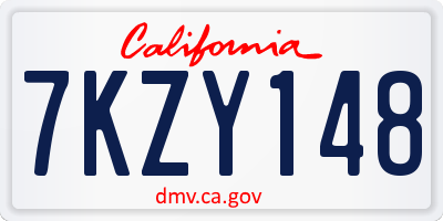 CA license plate 7KZY148