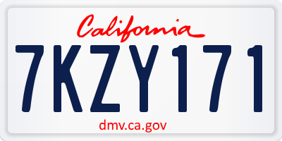 CA license plate 7KZY171