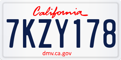 CA license plate 7KZY178