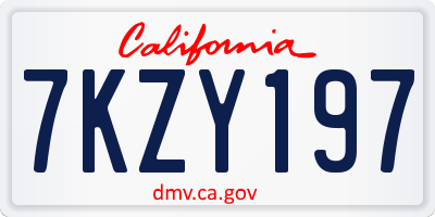 CA license plate 7KZY197