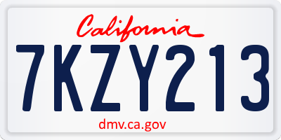 CA license plate 7KZY213