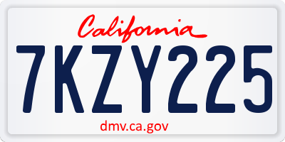 CA license plate 7KZY225