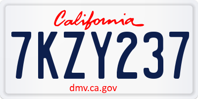 CA license plate 7KZY237