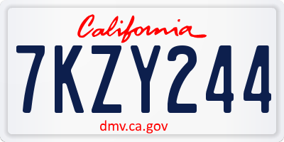 CA license plate 7KZY244