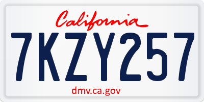 CA license plate 7KZY257