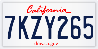CA license plate 7KZY265