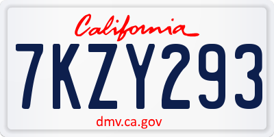 CA license plate 7KZY293