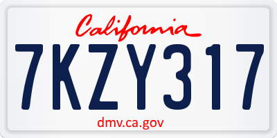 CA license plate 7KZY317