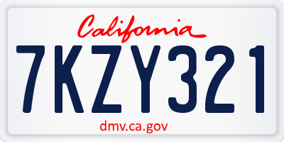 CA license plate 7KZY321