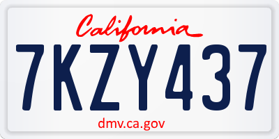 CA license plate 7KZY437