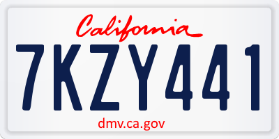 CA license plate 7KZY441