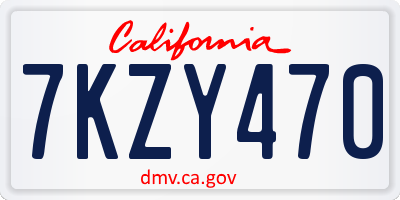 CA license plate 7KZY470