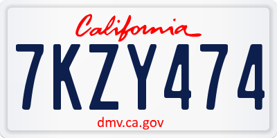 CA license plate 7KZY474
