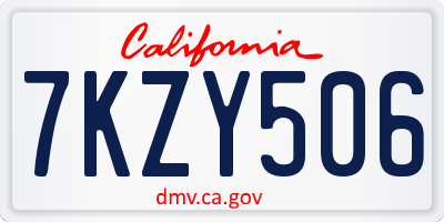 CA license plate 7KZY506