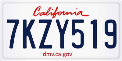 CA license plate 7KZY519