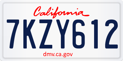 CA license plate 7KZY612