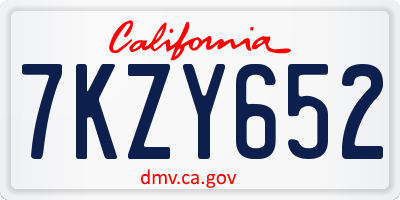 CA license plate 7KZY652
