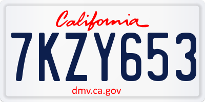 CA license plate 7KZY653