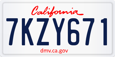 CA license plate 7KZY671