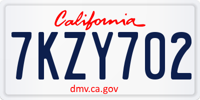 CA license plate 7KZY702