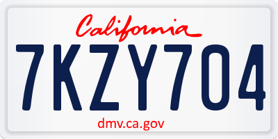 CA license plate 7KZY704