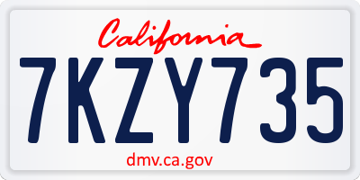 CA license plate 7KZY735