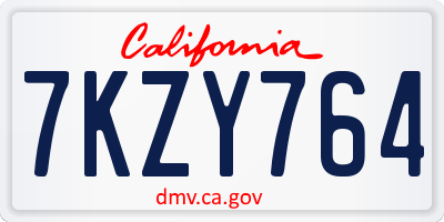 CA license plate 7KZY764