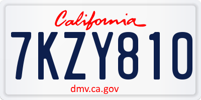 CA license plate 7KZY810