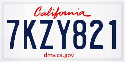 CA license plate 7KZY821