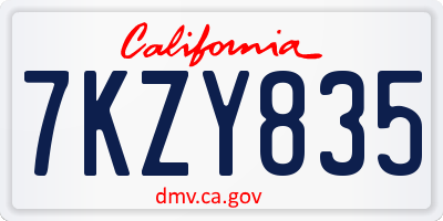 CA license plate 7KZY835