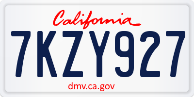 CA license plate 7KZY927