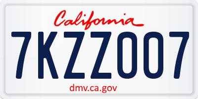 CA license plate 7KZZ007
