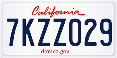CA license plate 7KZZ029