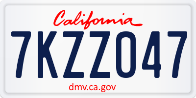 CA license plate 7KZZ047