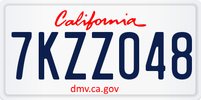 CA license plate 7KZZ048