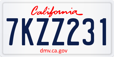 CA license plate 7KZZ231