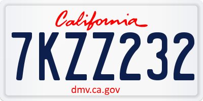 CA license plate 7KZZ232