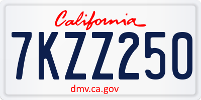 CA license plate 7KZZ250