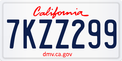 CA license plate 7KZZ299