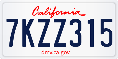 CA license plate 7KZZ315