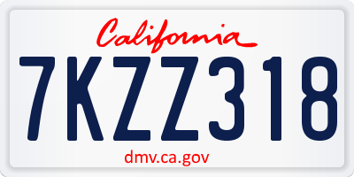 CA license plate 7KZZ318