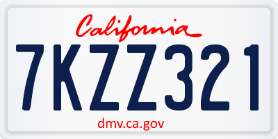 CA license plate 7KZZ321
