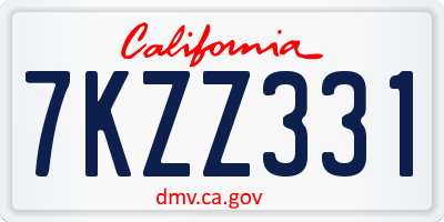 CA license plate 7KZZ331