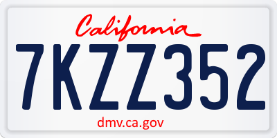 CA license plate 7KZZ352