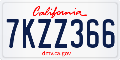 CA license plate 7KZZ366